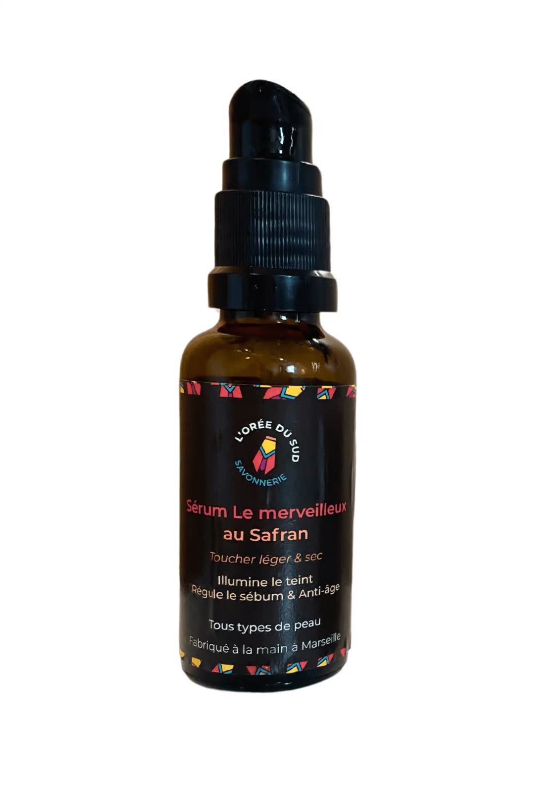 Serum visage au safran bio dans flacon en verre