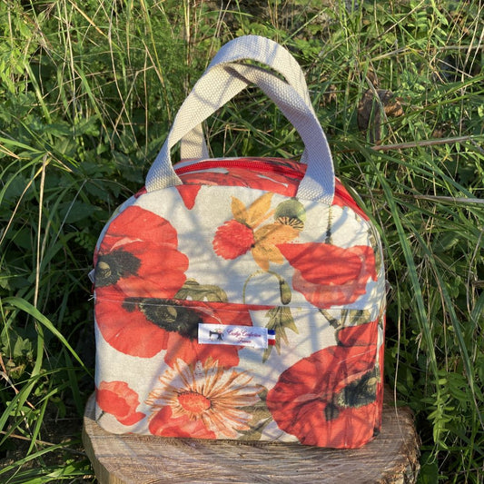 sac de transport pour déjeuner motif coquelicots